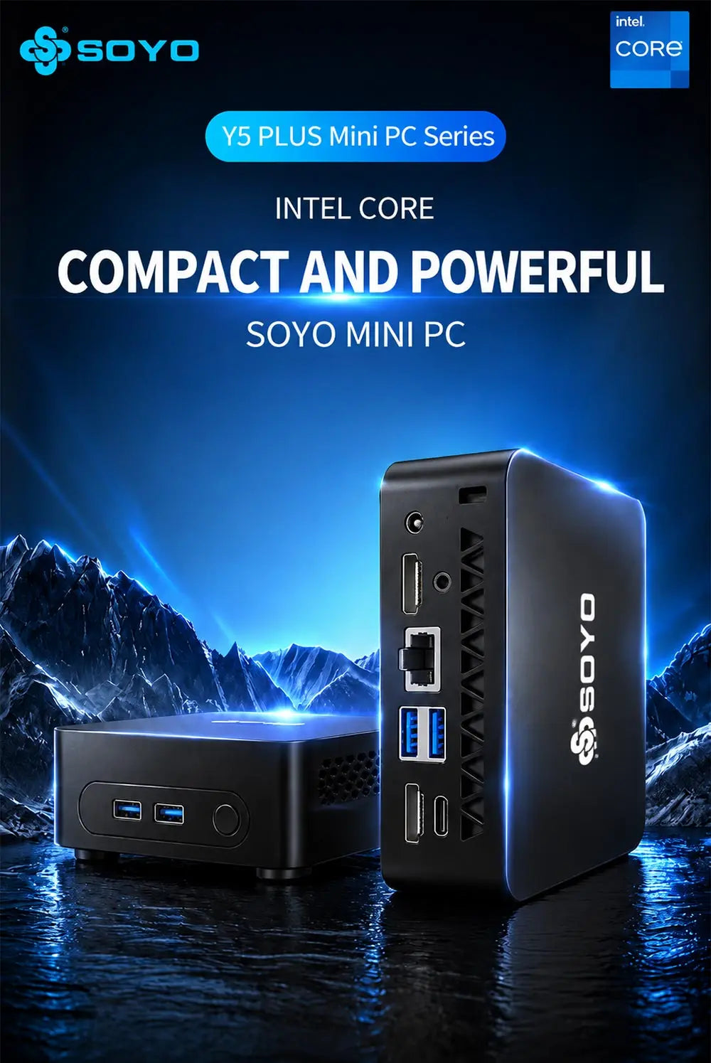SOYO Mini PC Y5 PLUS Intel I7 4th Gen 8GB RAM 128GB Y5 Air I5 4th GenWindows 11 Pro WiFi BT4.2 Office Desktop Computer HDMI*2 RJ45*1 USB3.0*4 3.3GHZ 4K 60fps Graphics