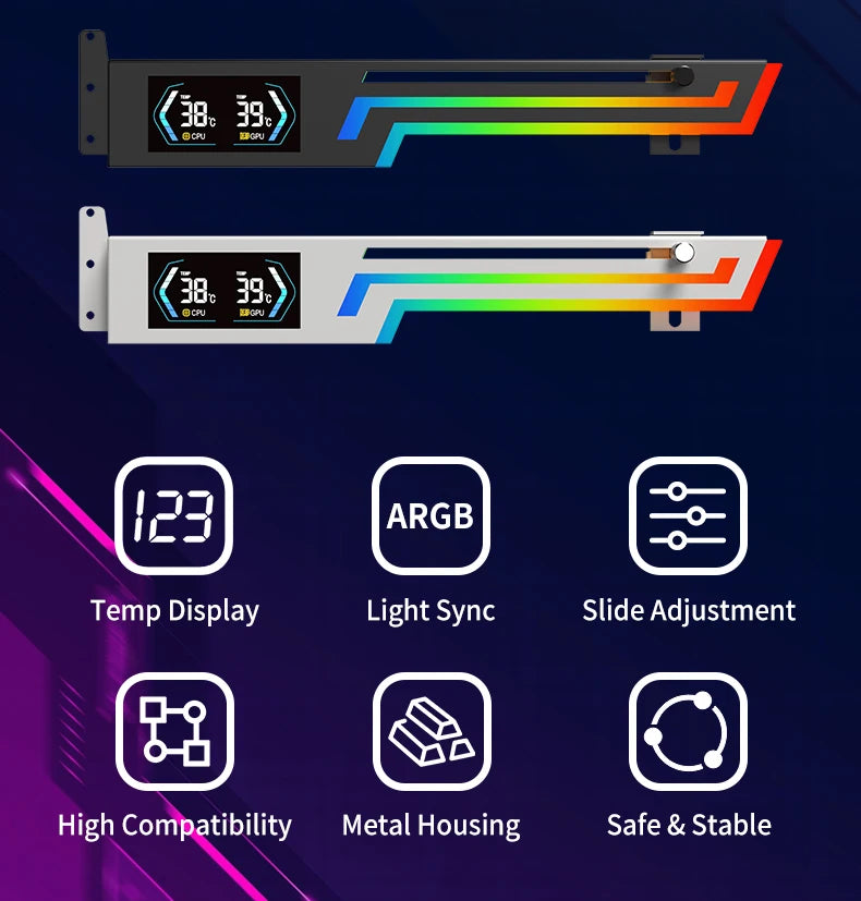 Power Train Z-X6 ARGB 5V 3PIN graphics card bracket adjustable height AURA SYNC computer graphics card VGA bracket GPU Holde