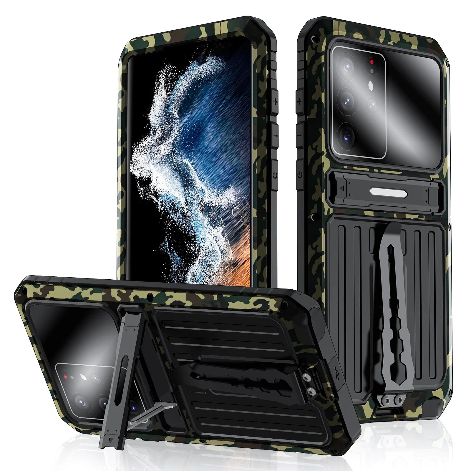 for Samsung Galaxy S22 S21 Ultra Aluminum Metal Case with Screen Protector Heavy Duty Dustproof Dropproof Shockproof Metal Case