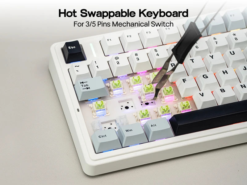 EPOMAKER x AULA F75 75% ANSI Layout Hot-Swap Wired/Bluetooth/2.4GHz Wireless Mechanical Keyboard With Multimedia Control Knob