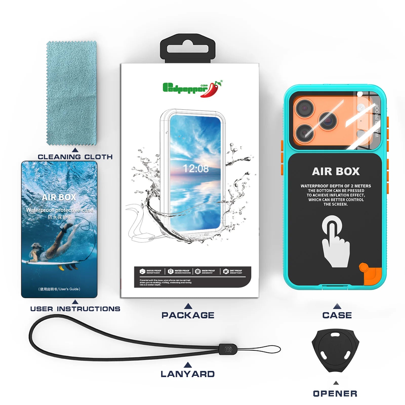 This brand-new touch-enabled IP68 waterproof phone case is suitable for iPhone 16 PRO MAX, 17, 15, 14, 13, 11PRO, and 12