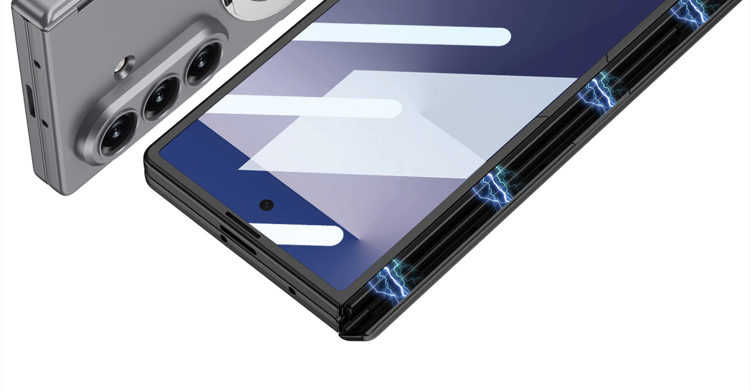 Magsafe Rotating Bracket Case For Samsung Galaxy Z Fold 7 Skin-feel Matte With Glass Film ZFold7 Magnetic Hinge Protective Cover