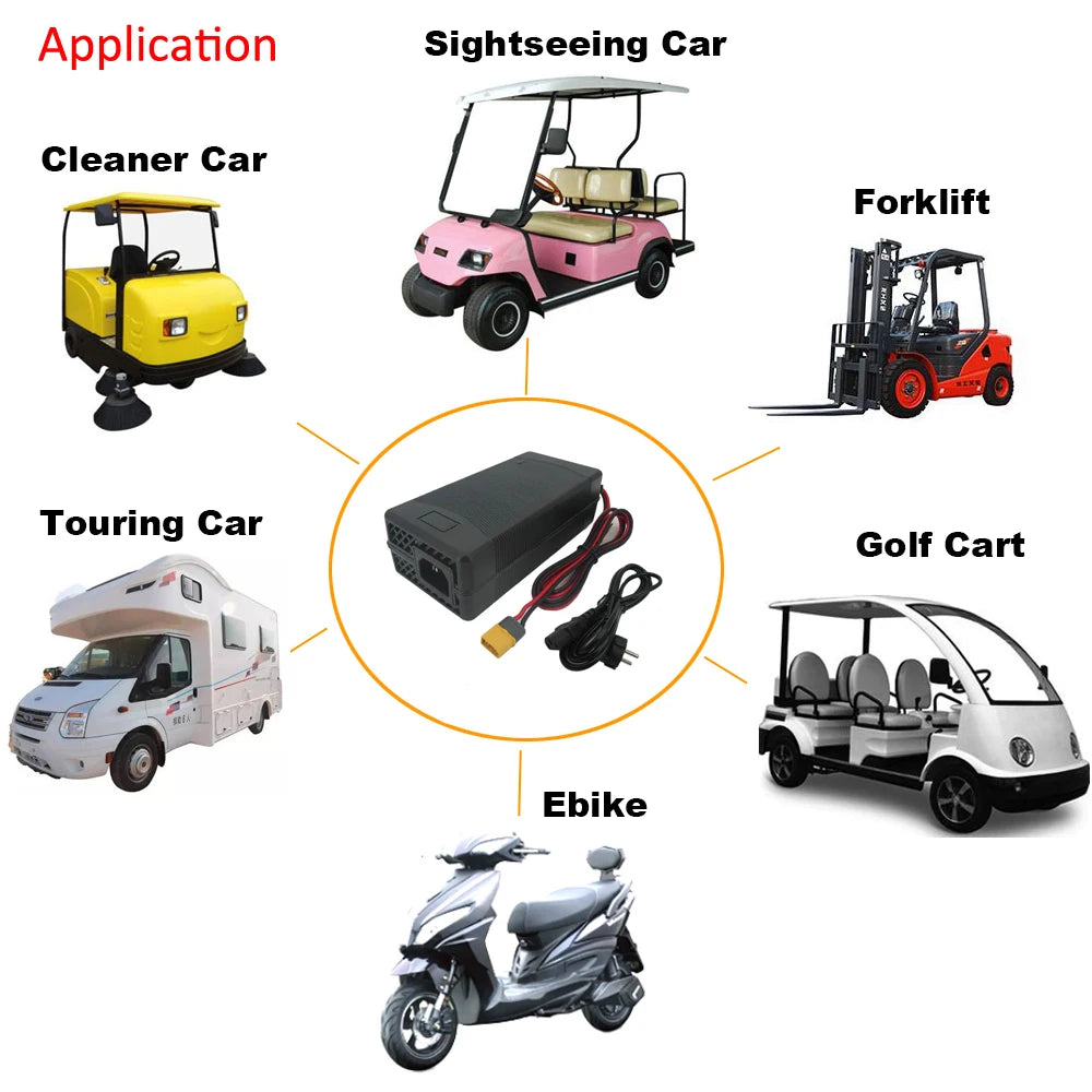 58.4V 4A Lifepo4 Charger 51.2V 48V 16S Iron Phosphate LFP RV Energy Storage Battery Chargers with fan XT60 alligator clip port