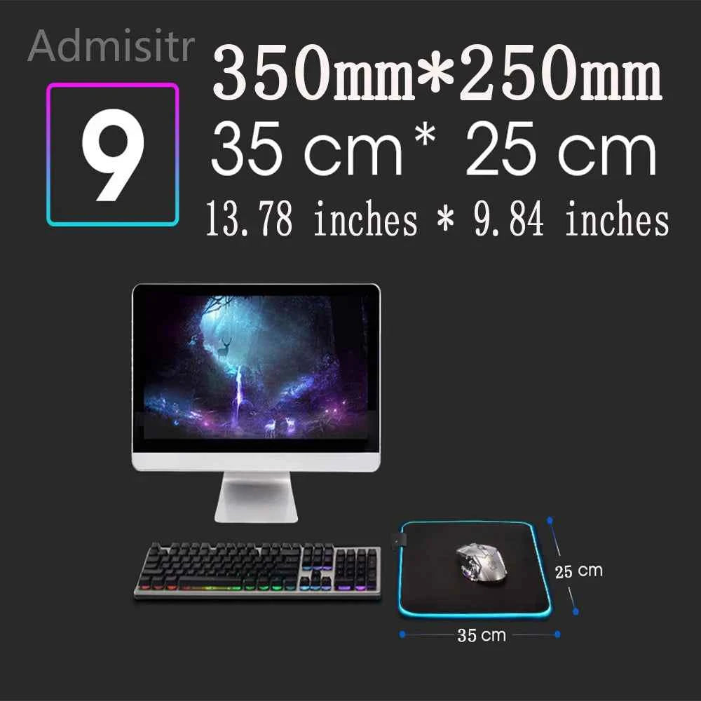 LED Desk Mat Black and White Lines RGB Computer Mouse Pad Gamer Cabinet Luminescence Abstract Mousepad Keyboard Gaming Deskmat