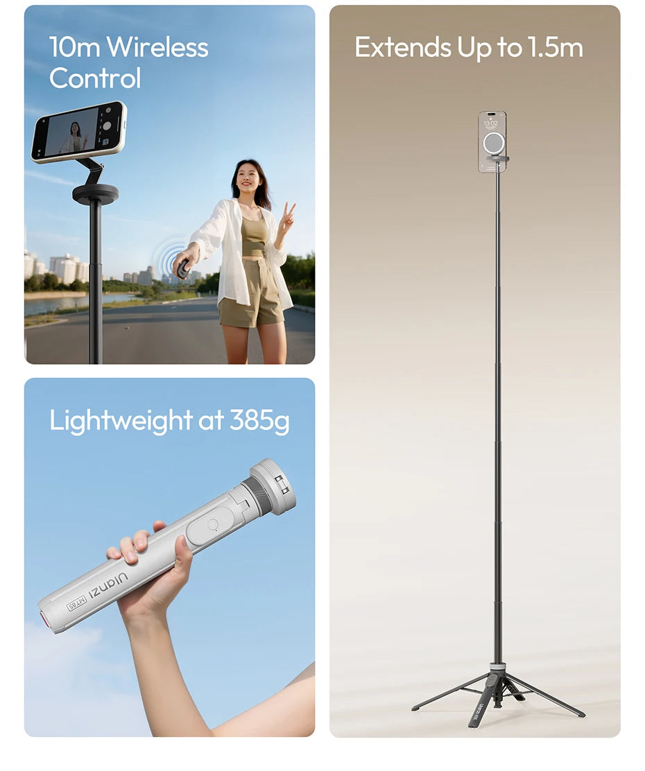 Ulanzi MT85 Automatic Phone Tripod Magsafe Dual-Side Magnet with 10m Wireless Control for Outdoor Travel Selfie Stick Livestream
