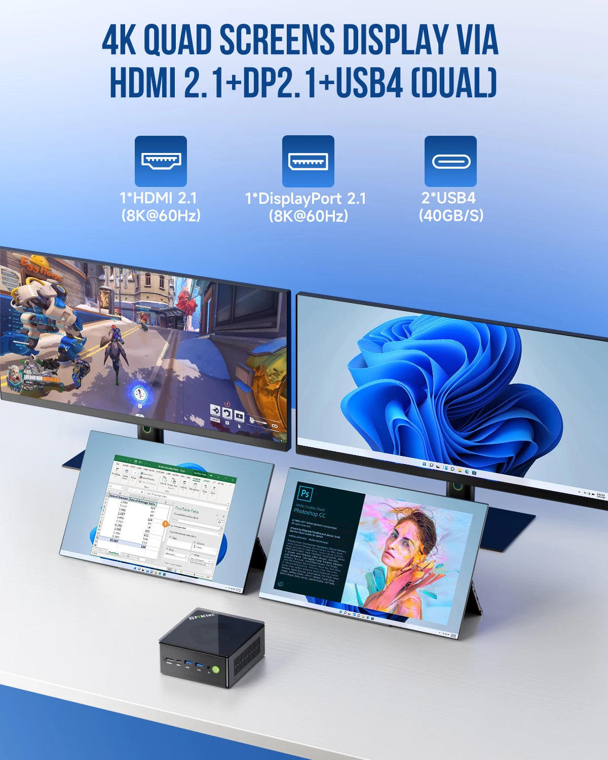 GMKtec K8 Plus Mini PC AMD R7-8845HS NUCBOX Window 11 Pro AMD Radeon™ 780M Oculink*1（PCIE GEN4*4)） DDR5 5600MHz - WinSupport Tech