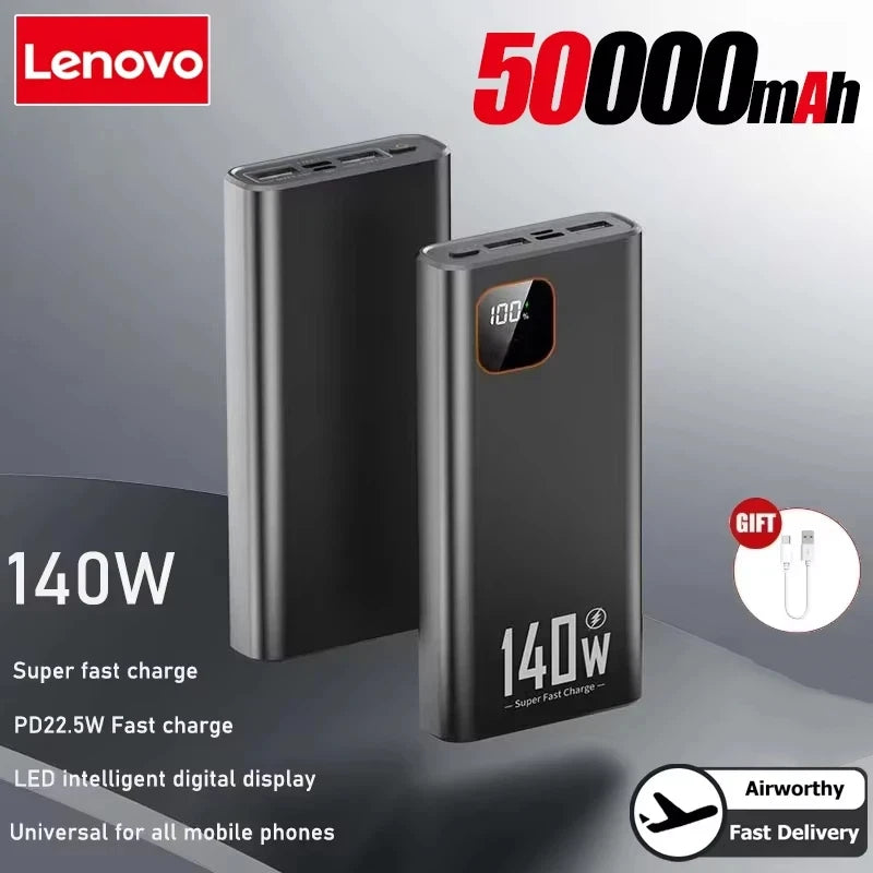 Lenovo 200000mAh 140W Ultra Capacity Power Bank Super Fast Charge Portable Battery Charger For IPhone Samsung 2026 New
