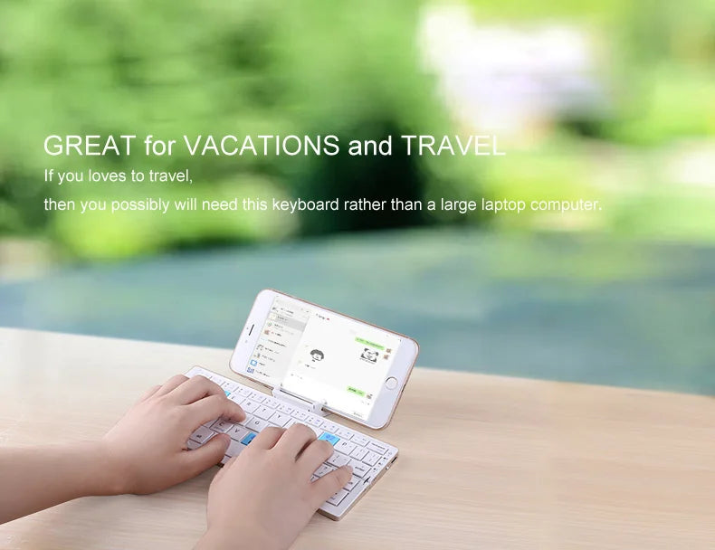 Folding Mini Keyboard Wireless Bluetooth Keypad Supported 3 Devices With Stand Rechargeable Keyboard For Phone Tablet