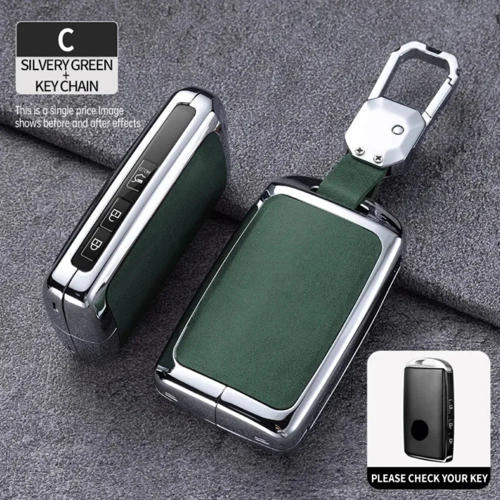 Zinc Alloy Leather Smart Car Key Fob Case Cover Chain Remote Shell Holder Protector for Mazda 3 6 CX3 CX30 CX5 CX8 CX9 CX50 CX60