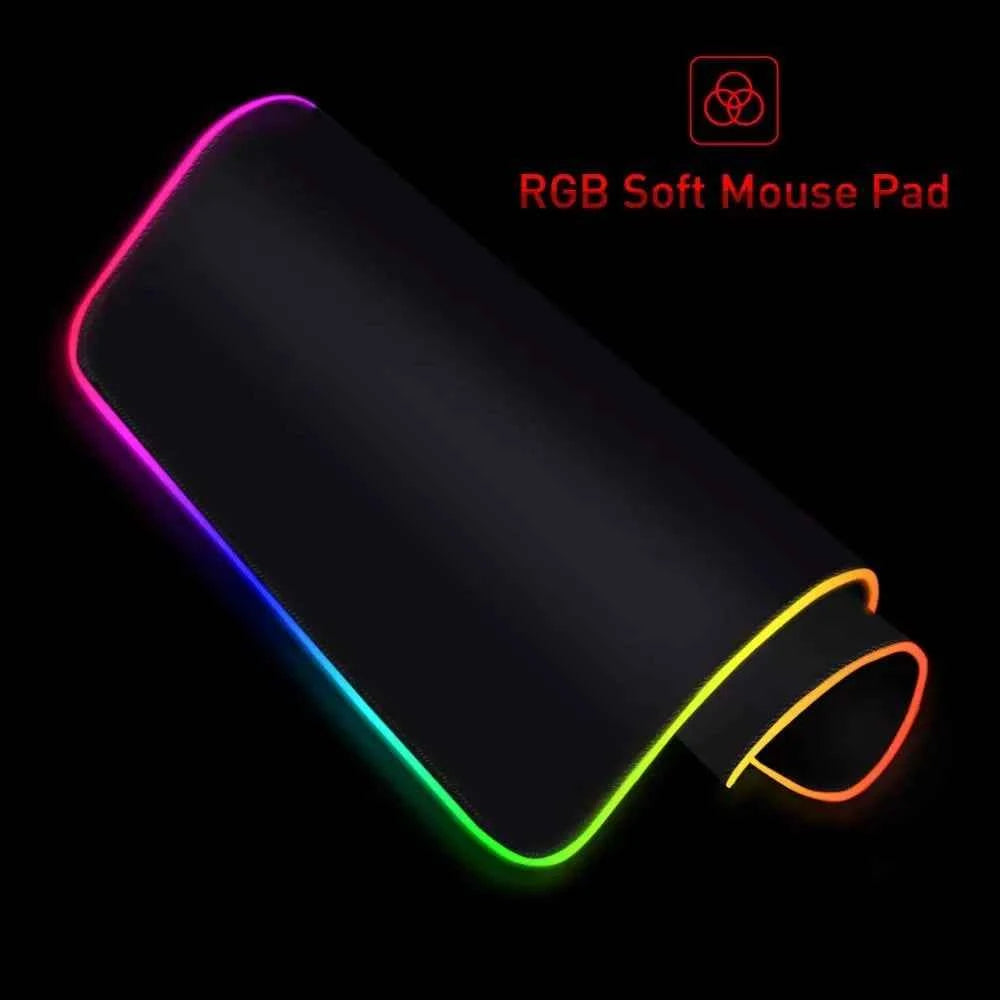 White And Black LED Mousepad RGB Gaming Mouse Pad Game Accessorie Backlit Desk Mat Computer Keyboard Mice Mat XXL Large Mausepad