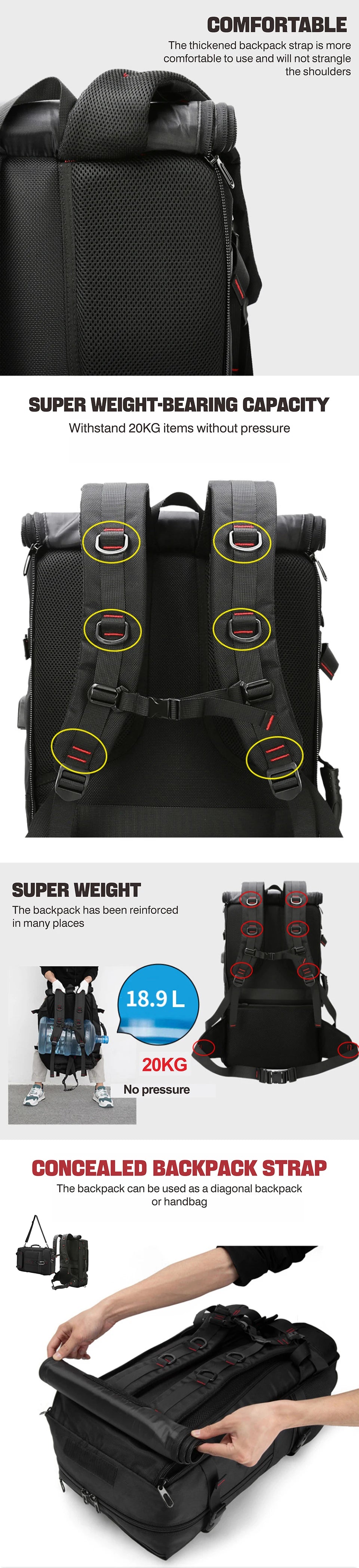 SWISS MILITARY Men's Travel Backpack Multifunctional Waterproof Laptop Bag Outdoors Climbing Luggage Bag Sport Backpack Mochila