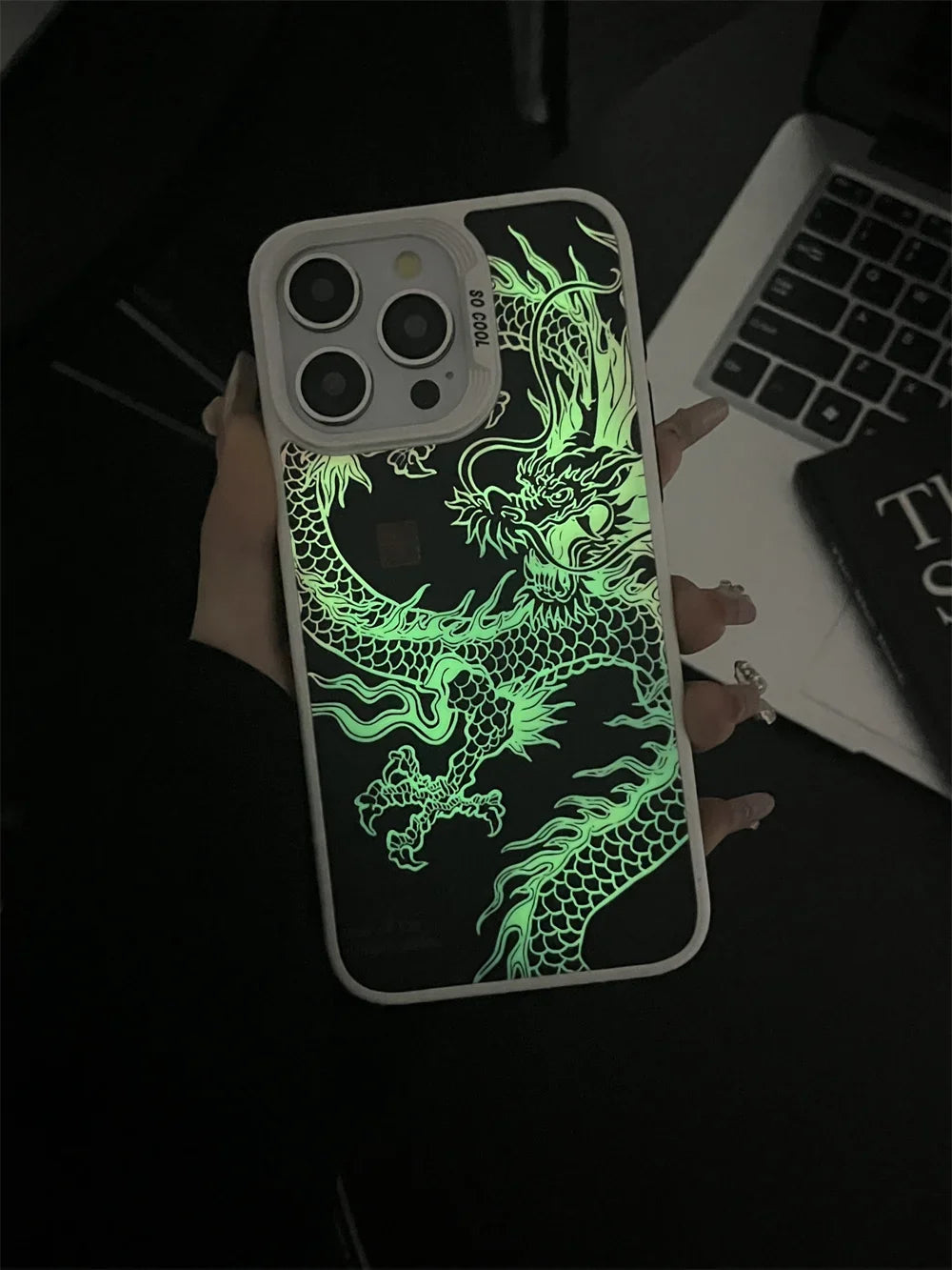 Luxury Fad Luminous Dragon Pattern Phone Case for iPhone 16 Pro Max 15 14 13 12 11 Shockproof Anti-Drop Glow in The Dark Cover