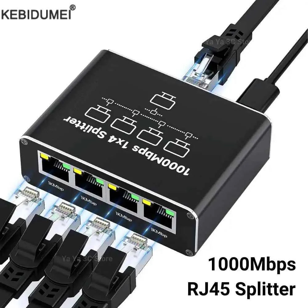 1000M Rj45 Splitter Gigabit Ethernet Adapter Internet Network Cable Extender Networking Adapter for PC TV Box Router Sharer