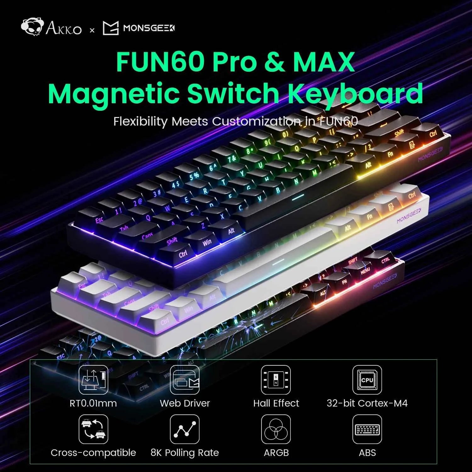 Akko MonsGeek FUN68 FUN60 PRO&MAX HE Magnetic Keyboard 60% 65% Gaming Keyboards Rapid Trigger 8K Custom Keyboard Gaming Esports