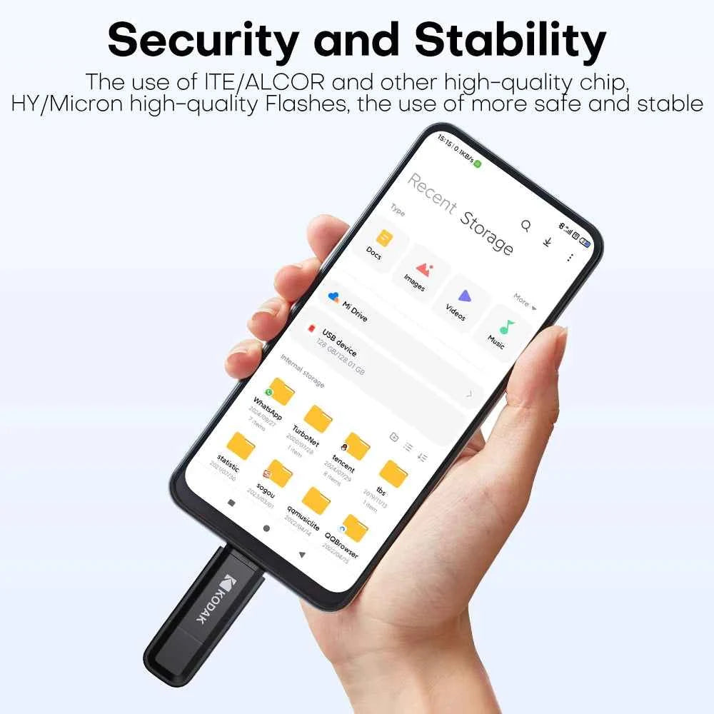 Kodak 2 in 1 USB Flash Drives Type-C Pendrive for Phone 32GB 64GB 128GB USB 3.2 High Speed Dual Memory Stick Pen Drive Pen Disk