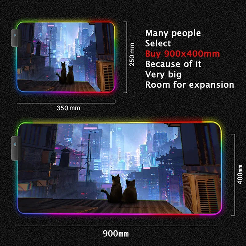 RGB Led Backlight Mouse Pad Cool Cyberpunk Gaming Accessories Carpets Large Mause Pad Gamer XL Neon Desk Mat Rug Mouse Mat