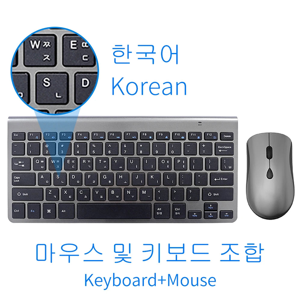 Mini Wireless Keyboard and Mouse 2.4G Protable Silent Mice Russian Korean Hebrew US Keyboard Kit for Laptop Mac PC TV Box