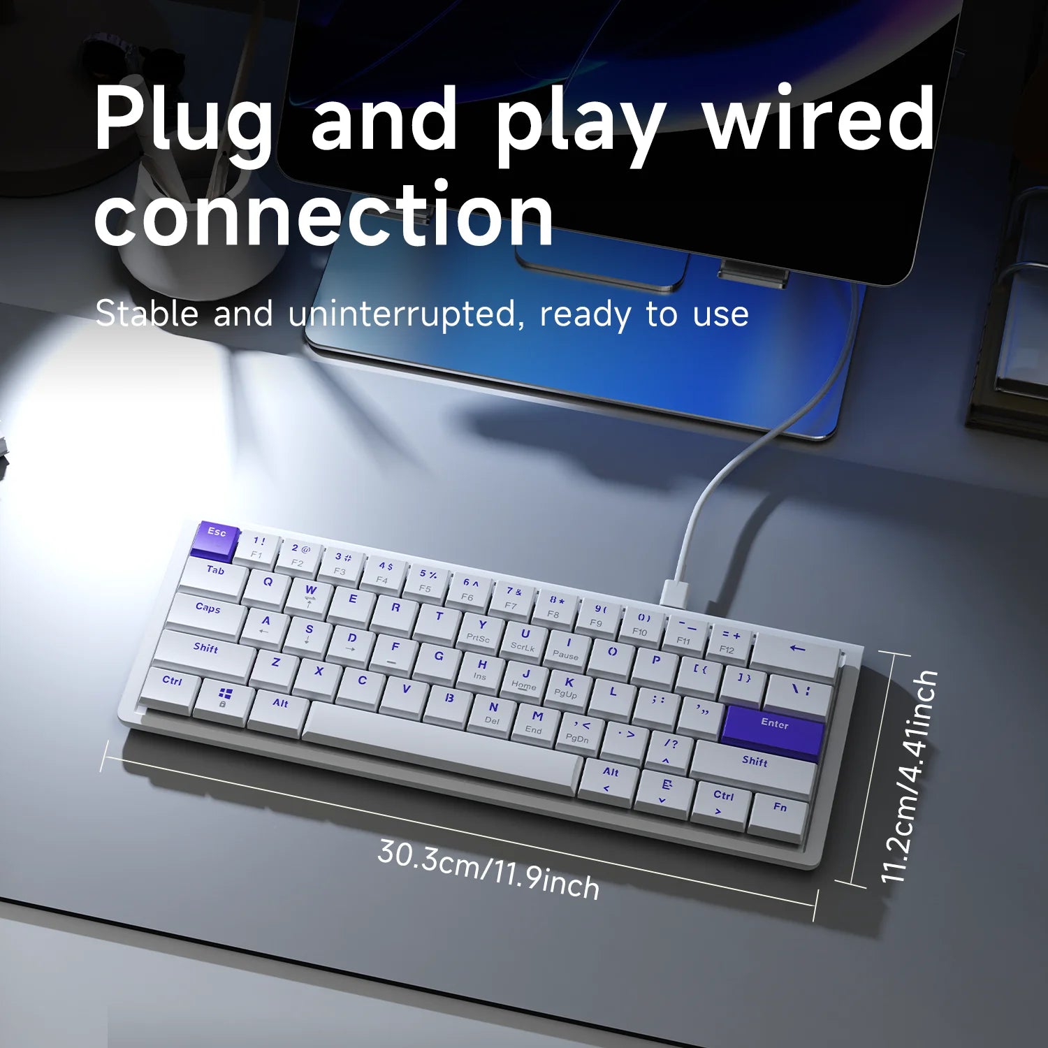 Ajazz NKL61 Wired And Matte Office Keyboard 61-Key Slim Body ABS Wired Office Keyboard Suitable For Office Use