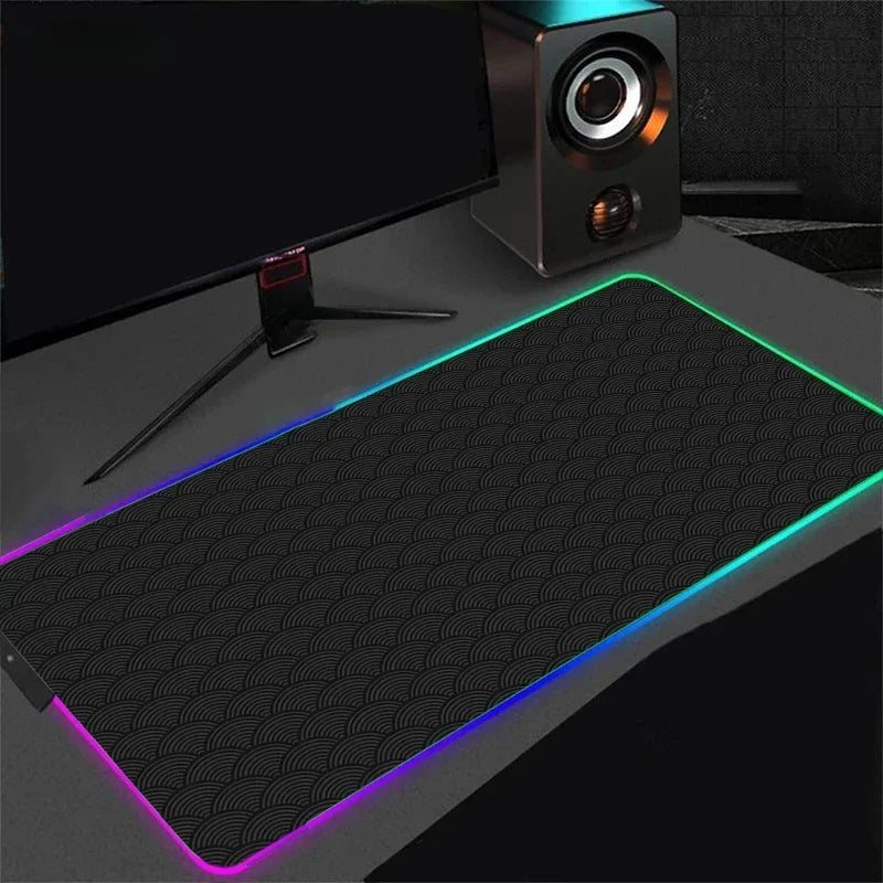 Extra large size RGB luminous black and white line 90x40cm gaming mouse pad, large gaming table mat, suitable for gamers