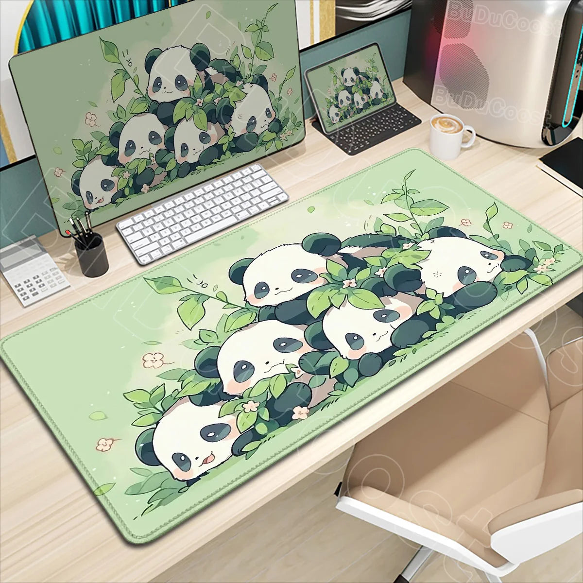 HD Printing Kawaii Anime Panda Mouse Pad Large Computer Office PC Game Table Mats XXL Gaming Keyboard Pad Cute Animals Desk Pads