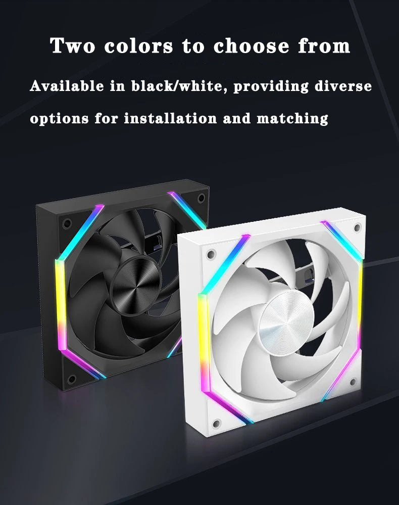 ICE Whale IW-12 Computer PC Case Fan 120mm ARGB 4Pin PWM Cooling Fan Motherboard Sync 61.5CFM/2000RPM CPU Cooler Ventilator