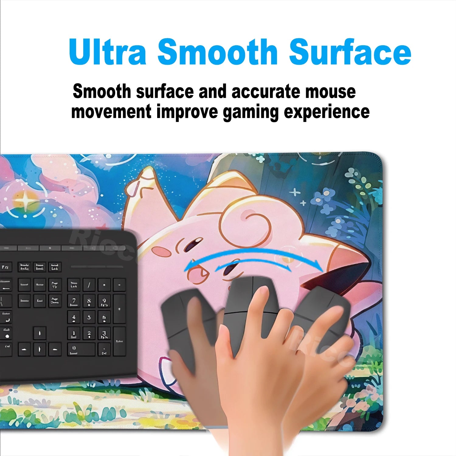 Kawaii Pink Keyboard Pad Clefairy Anime Gamer PC Cabinet Mouse Pad Ppokemon Jigglypuff Mousepad Laptop DeskMat E-Sports Mousemat