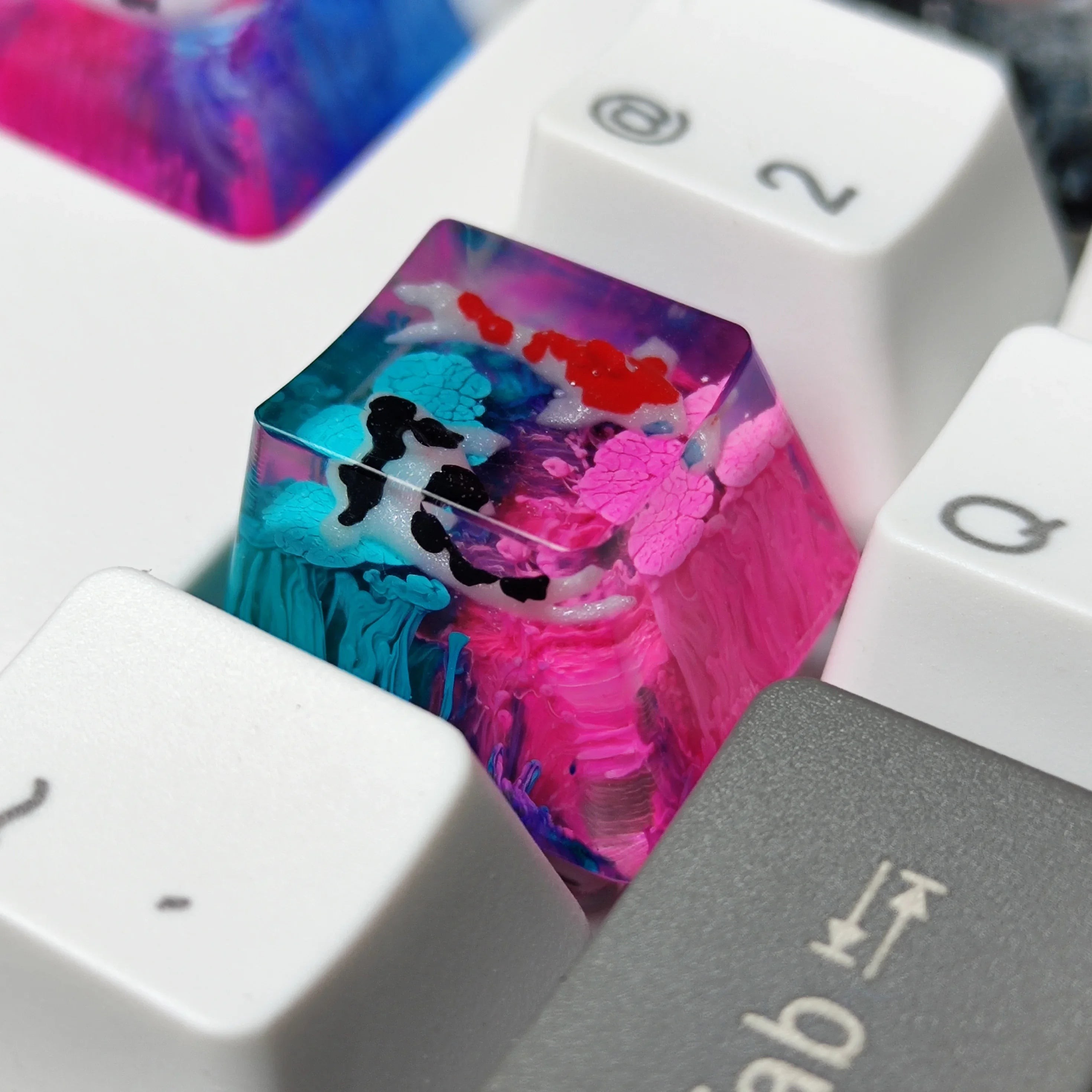 Handmade Keycaps Custom Scenery Koi 1U Resin Keycaps For Cherry Mx Switch Gamer Mechanical Backlit Keyboard Replace RGB Keycaps
