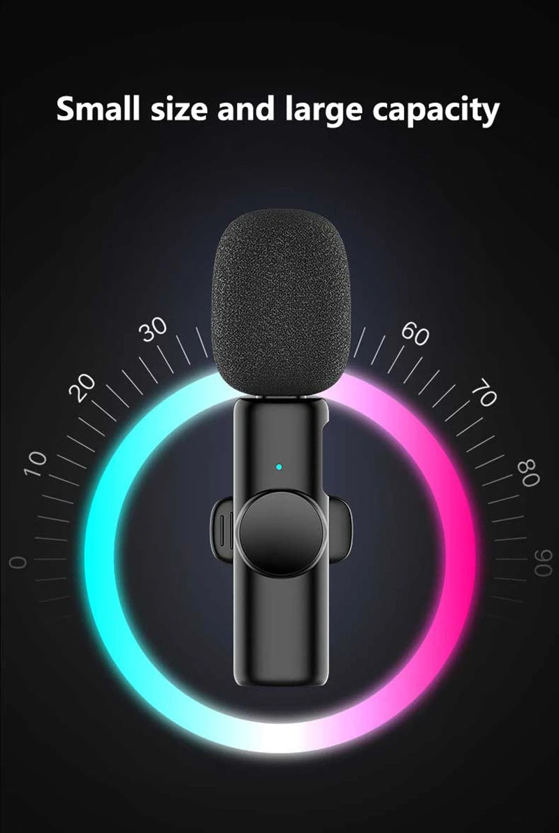 New Portable Wireless Lavalier Microphone Audio Video Recording Mini Microphone for iPhone Laptop Android Live Gaming Mic