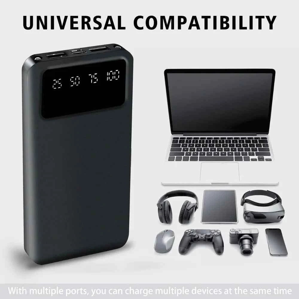 Travel Outdoor Must-have 20000mAh Large Capacity Power Bank, 5V 2.1A Stable Current Portable USB External Battery Charger with LED Digital Remaining Power Screen, Dual USB Output Dual Type-C Micro Input Interface, Premium Saf