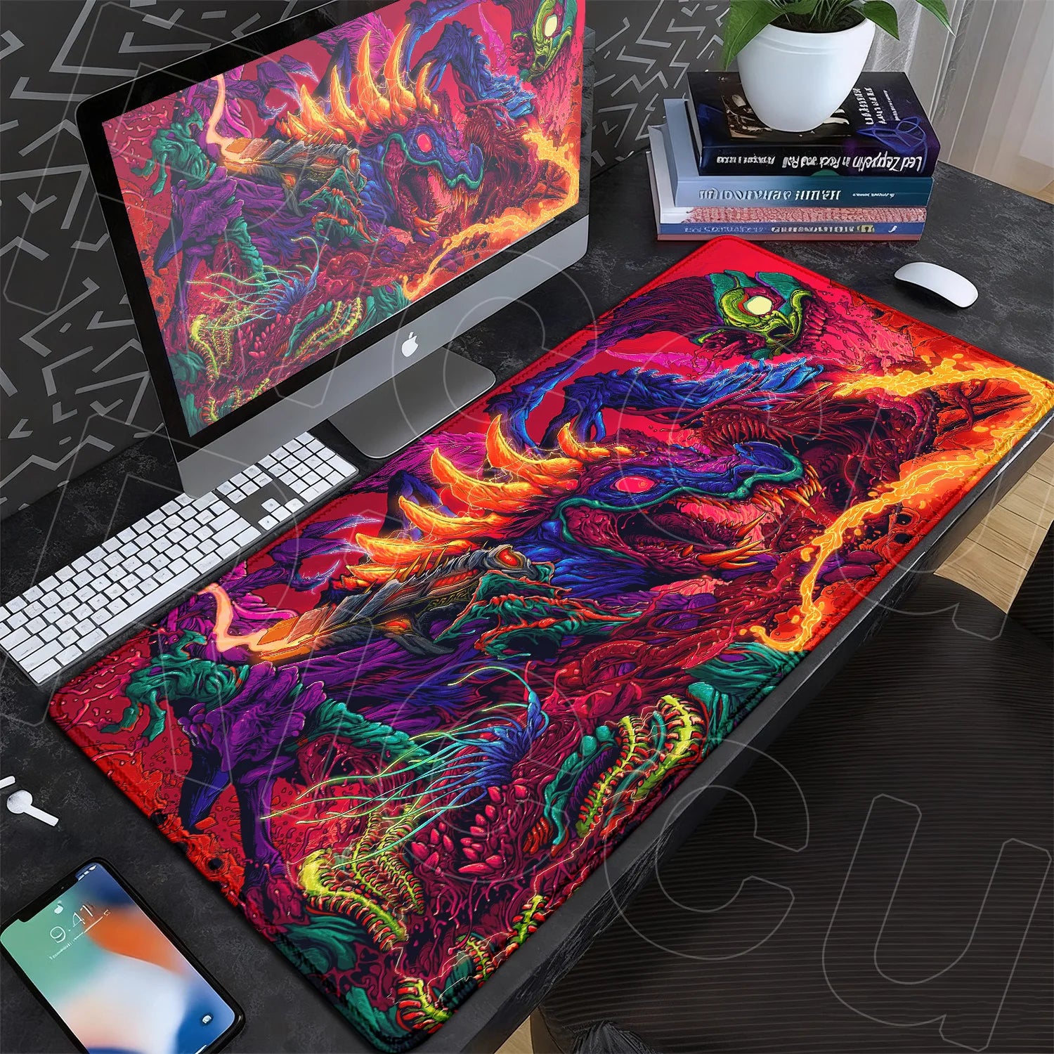 60x35cm Company Office Mice Extend Carpet XXL Hyper Beast Non-slip Rubber Mouse Pad Keyboard Gaming Accessories Cool Monster Mat