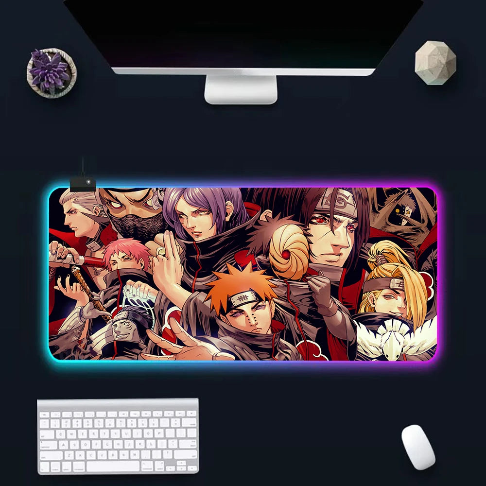 Anime N-narutos RGB Pc Gamer Keyboard Mouse Pad Mousepad LED Glowing Mouse Mats Rubber Gaming Computer Mausepad - WinSupport Tech
