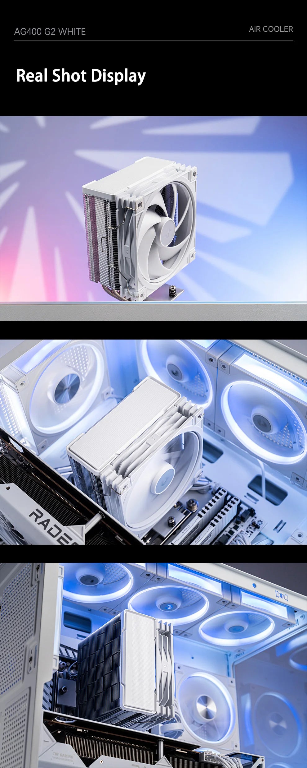DEEPCOOL AG400 4 Heat Pipe CPU Air-Cooled Cooler ARGB PWM TDP 220W CPU Radiator for LGA1700 1200 115X 1151 1155 AMD AM4 AM5