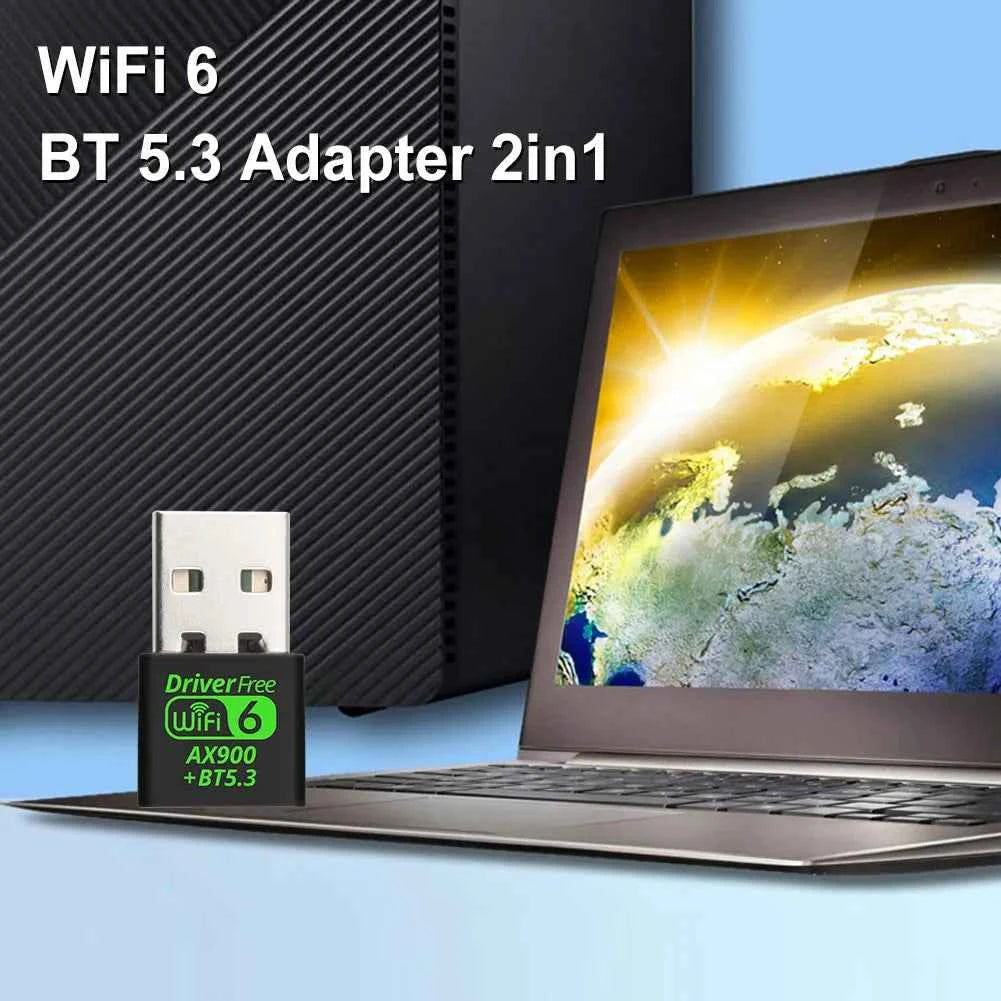 USB WiFi 6 Bluetooth 5.3 Adapter, USB WiFi Network Wireless Wlan Receiver, Dual Band 2.4/5.8GHz, Mini USB WiFi Dongle Driver Free