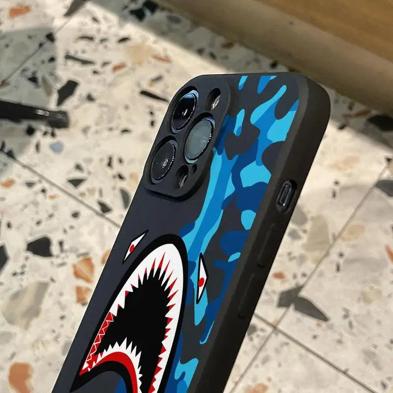 for IPhone 16 Pro Max 15 Pro 14Plus 13 12 11 Case Shark Pattern Phone Case Drop Protection TPU Phone Cases