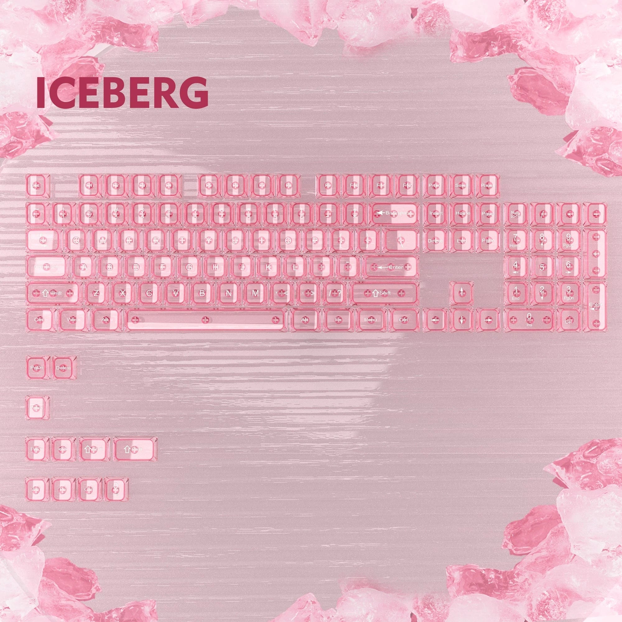 Womier 115 Keys Clear Keys Red Transparent Keycaps MDA Profile Crystal Ceramic Custom Keycaps Set