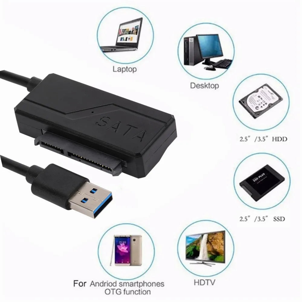 Sata to USB 3.0 Adapter Cable USB To SATA 3 Cable Support 22 Pin 2.5 3.5 Inch External HDD SSD Hard Disk Computer Connector Fit