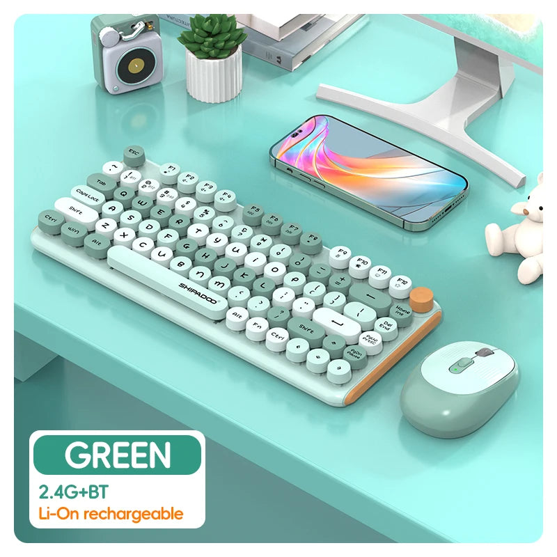 Silent round Keycap Wireless Keyboard And Mouse Combo 2.4G with 3 Steps Adjustable DPI for Macbook PC Gamer Computer Laptop