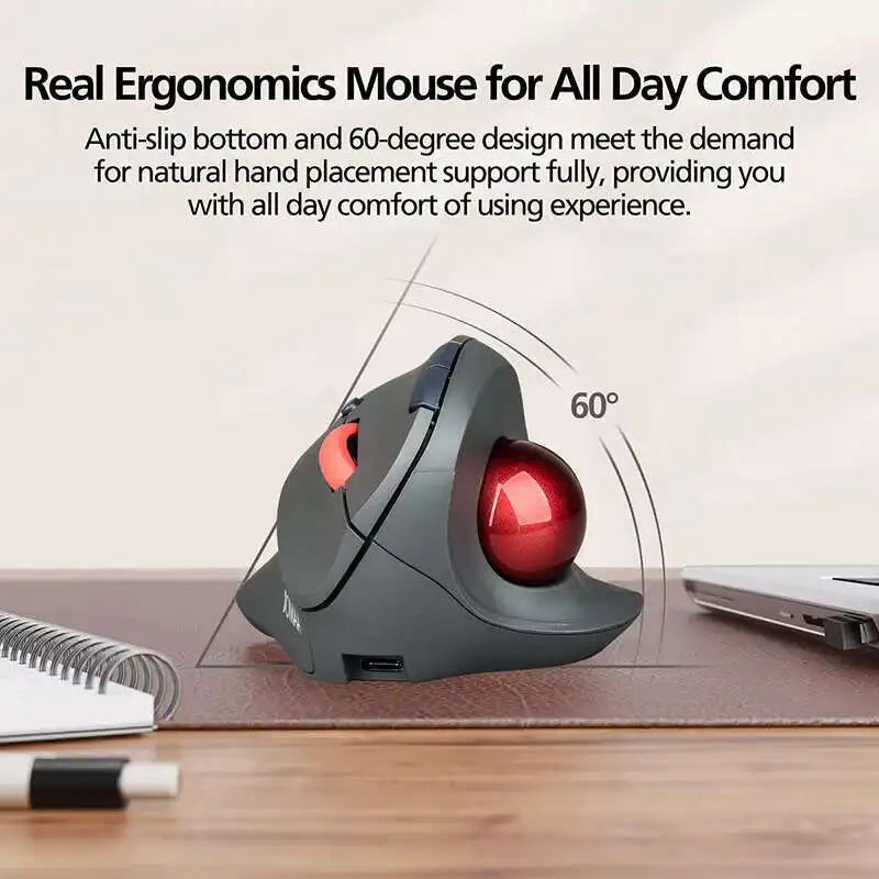 Wireless Trackball Mouse 2.4G,Dual Bluetooth 4.0 Ergonomic Mouse Rechargeable Mouse for Mac Windows Computer Laptop PC