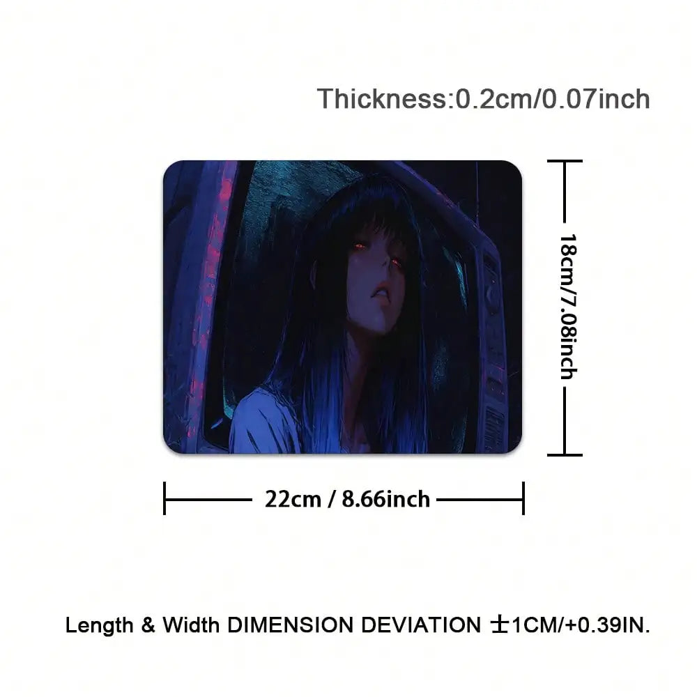 1pc Anime Cool Girl Gaming Mouse Pad, Large Non-Slip Rubber Base Mousepad, Keyboard Mouse Mat, Desk Pad With Stitched Edges For Desk Home Office