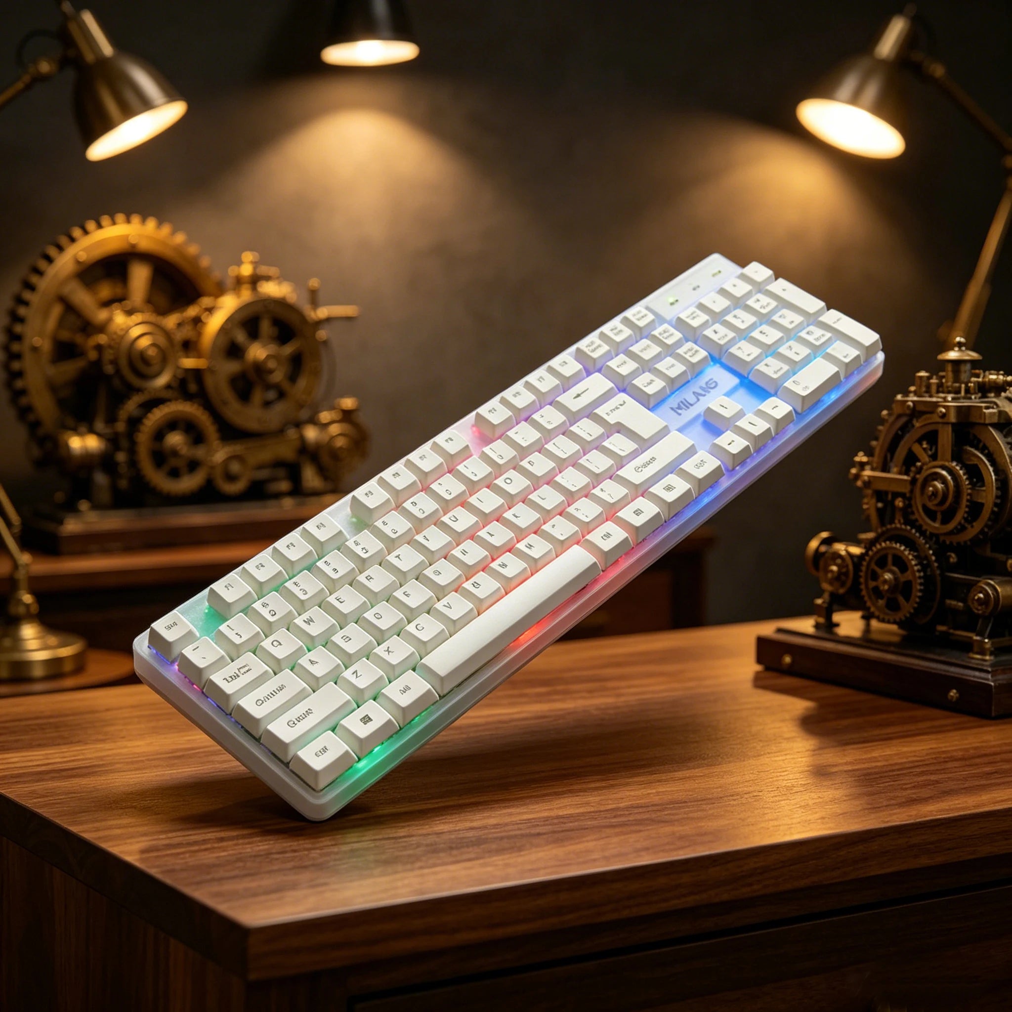 RGB Backlit Wired Gaming Keyboard, Rainbow LED Mechanical-Feeling Keyboard, Silent Keyboard, Suitable For PC Gamers, Compatible With Windows, Laptops, Desktops, Plug And Play, Durable Detachable ABS Keycaps, Suitable For Gami