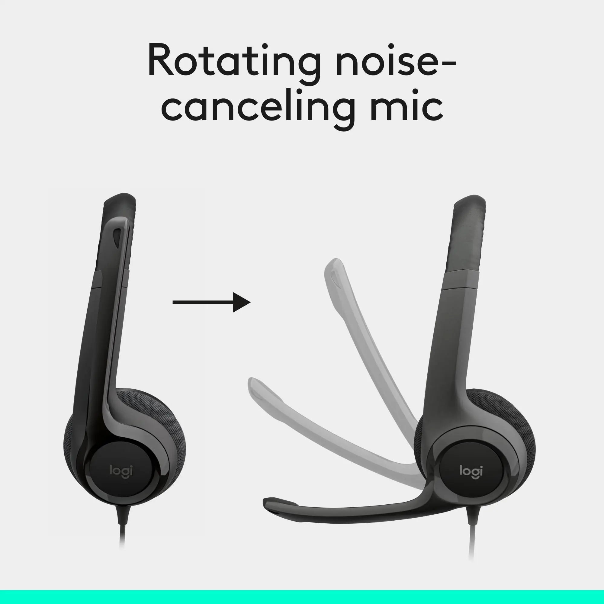 Logitech H390 USB Wired Headset with Noise Canceling Microphone Stereo Headphones In-Line Control for PC Laptop