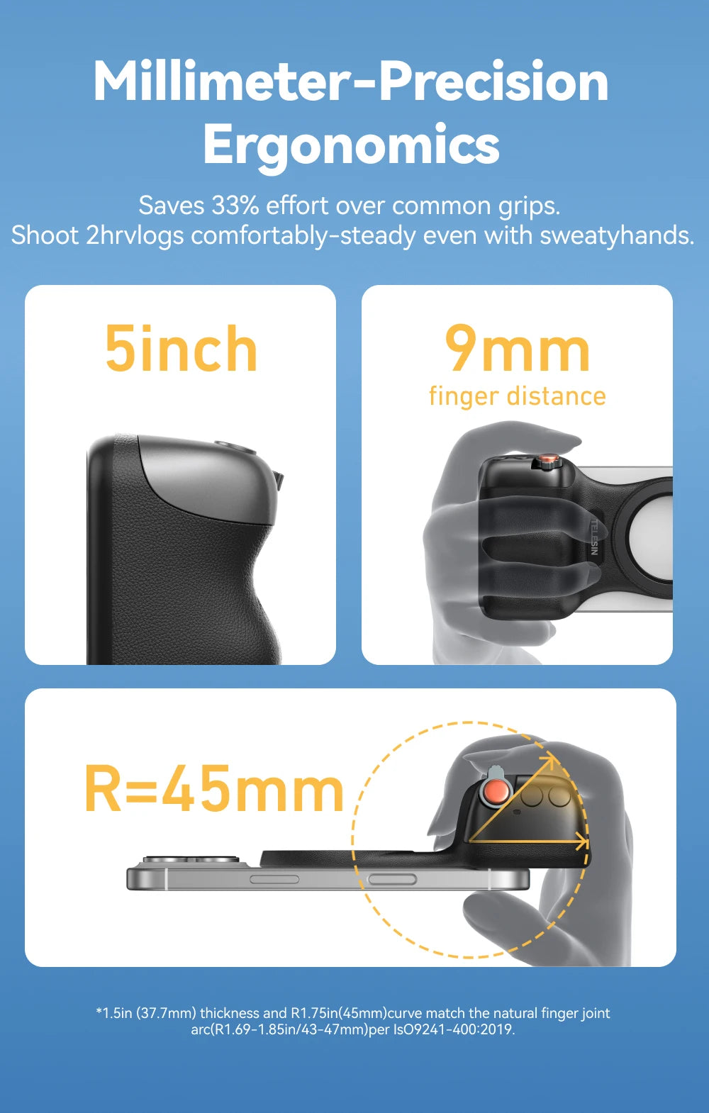 TELESIN Magnetic Phone Camera Hand Grip Universal Smart Phone Holder with Remote Control for iPhone & Android Bluetooth Shooting Aid