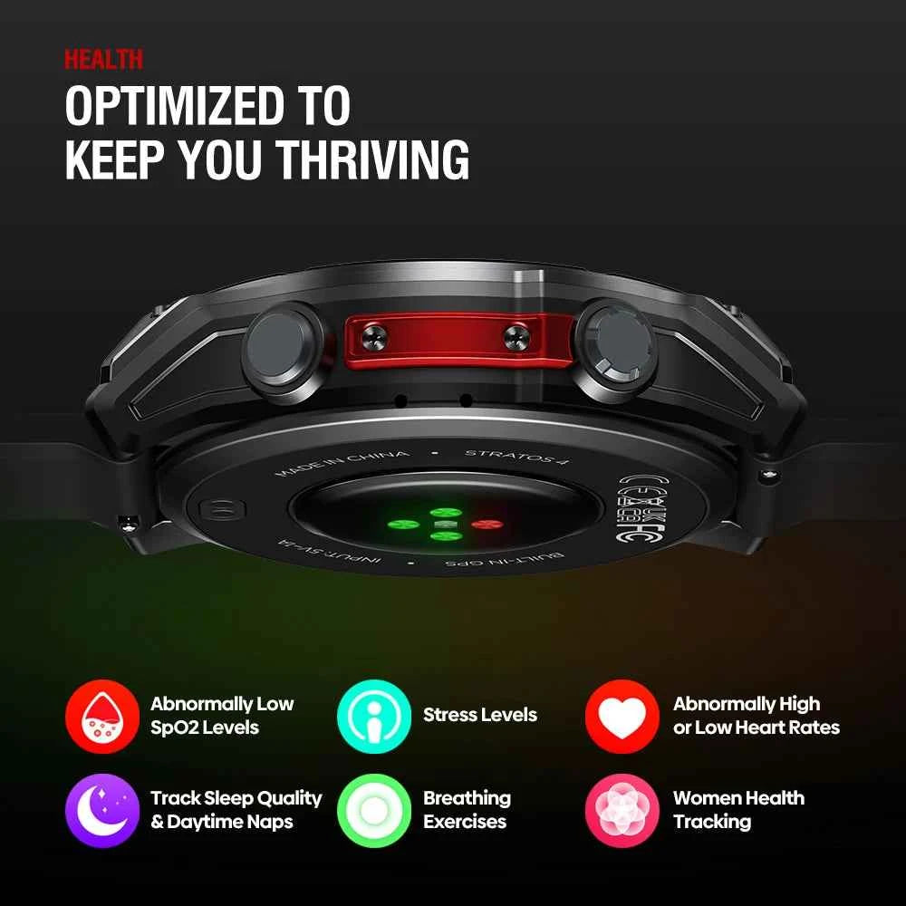 NEW Zeblaze Stratos 4 GPS Smart Watch 1.43 AMOLED Display Built-in Compass Barometric Altimeter Flashlight Voice Call Smartwatch