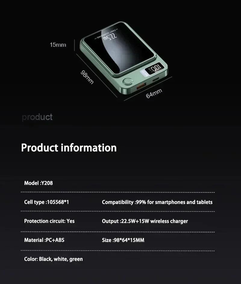 Lenovo New 500000mAh Magnetic Power Bank Fast Wireless Charging Portable Auxiliary Battery for MagSafe Samsung Huawei iPhone