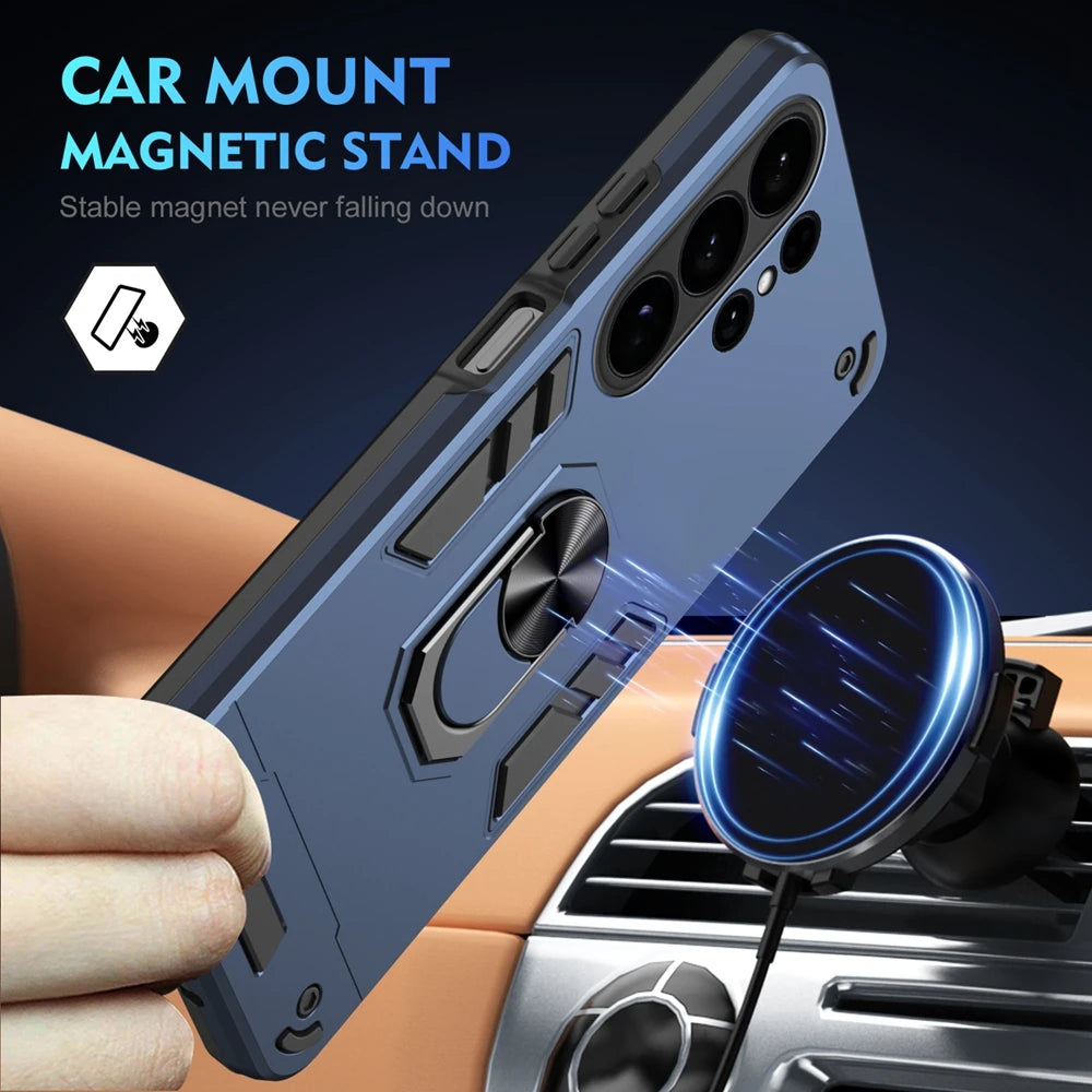Armor Shockproof Lens Protect Phone Case For Samsung Galaxy S26 Ultra S 26 Plus S26 5G Finger Ring Holder Magnetic Cover
