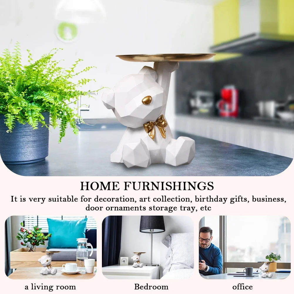 Resin Storage Box Crafts Geometric Bear Resin Desk Decoration Candy Sundries Household Supplies for Office Coffee Shop