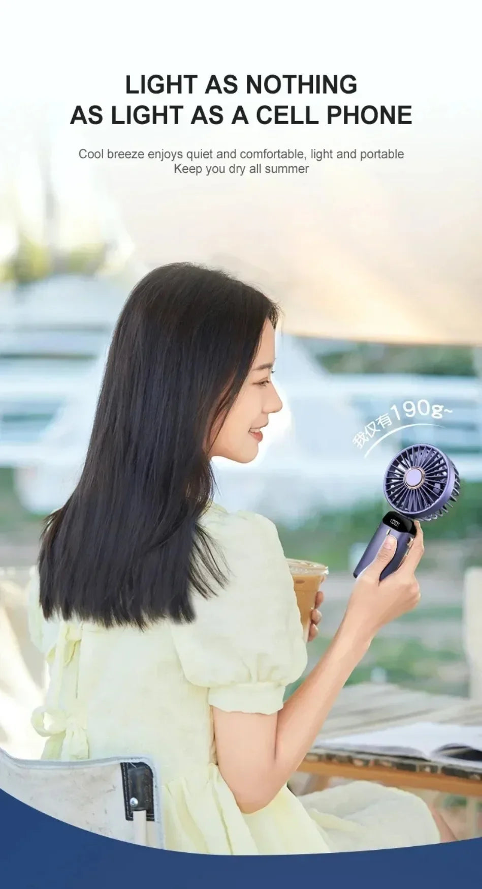 Folding Fan with Phone Stand, 5-Speed USB-C Rechargeable, LED Display Handheld & Desk Fan, Portable Fan for Outdoor Travel Gift