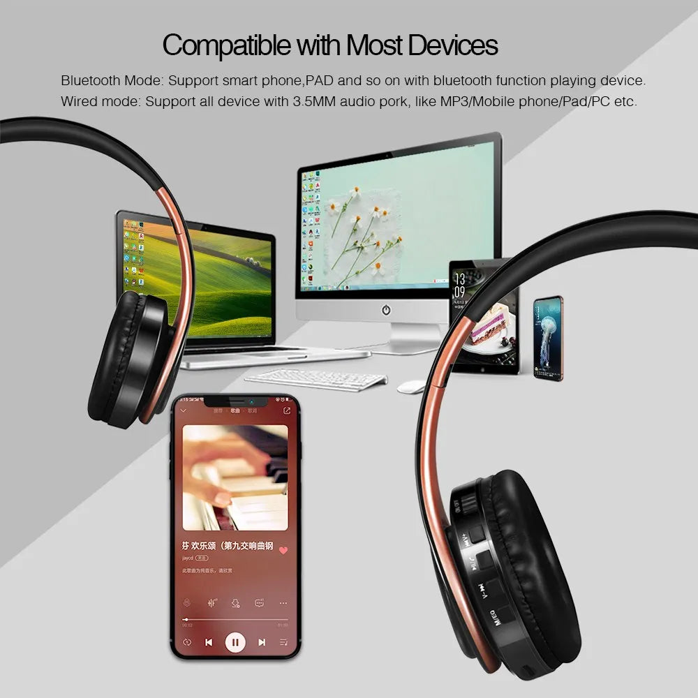 New Arrival Colors Wireless Bluetooth Headphone Stereo Headset Music Headset Over the Earphone with Mic for Iphone Sumsamg