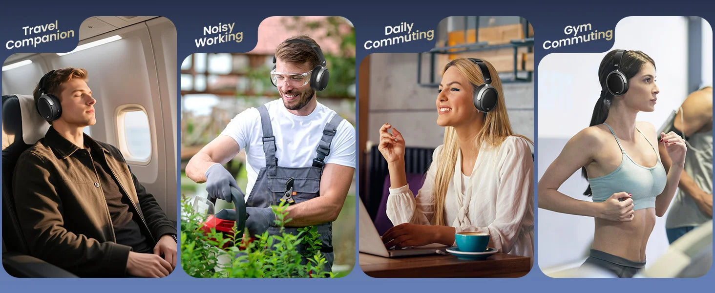 Acer OHR516 Wireless Over Ear Bluetooth 5.4 Headphones Active Noise Cancellation Dual Device Pairing Comfortable Foldable Design