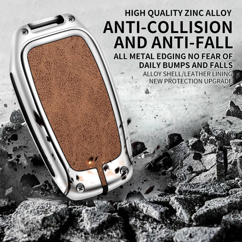 Zinc Alloy Leather Car Key Case Protective Case for Toyota CHR Hilux Fortuner Land Cruiser 200 Camry Corolla Crown RAV4 Highland